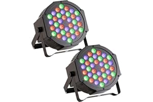 SKSBTF LED Par Strahler 36 LED Bühnenlichter 9 Modi RGB Partylicht mit Fernbedienung und DMX512 Steuerung Scheinwerfer Beleuchtung für Geburtstagsfeiern, Hochzeiten, Weihnachten(2er Pack)