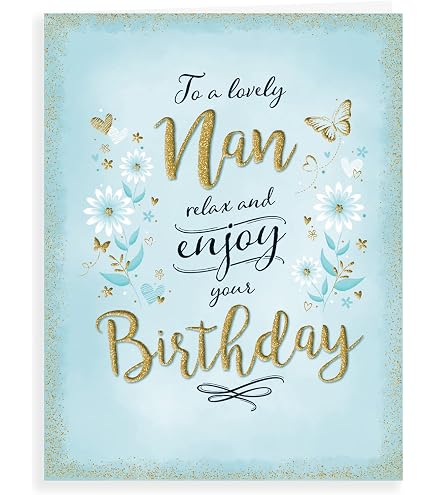 Biglietto Compleanno Per Nonna Old English Co. – Floreale, Carta Kraft Con Cuore In Lamina D'Oro, 120x170 Mm