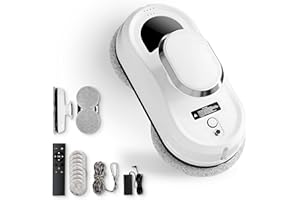 JUPPLIES Robot Lavavetri Elettrico 90W con Aspirazione 5600Pa – Lava Vetri Automatico per Finestre con 3 Modalità, Batteria di Emergenza, Telecomando e Sistema Anticaduta – Silenzioso, 4min/m²