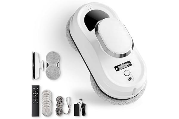 JUPPLIES Robot Laveur de Vitres Électrique 90W avec Aspiration 5600Pa – Nettoyeur Automatique pour Fenêtres, Miroirs et Carrelage – Télécommande et Sécurité Antichute