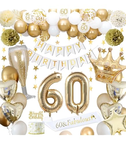 Striscione Di Compleanno 60'' – Bandierine Colorate Da Appendere Per Feste, Sfondo Decorativo Per Bambini E Adulti