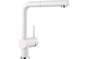 BLANCO LINUS-S – 516692 – Robinet de Cuisine D’Aspect SILGRANIT avec Bec Extractible – Haute Pression – Blanc