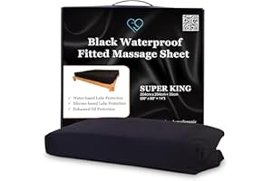EROTICGEL Super King Black Waterproof Fitted Massage Sheet Safe Against Oil & Silicone Hypoallergenic 204cm x 204cm +35cm