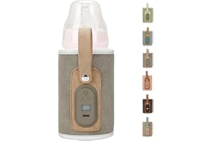 DETULL Baby Bottle Warmer, Portable Baby Bottle Warmer with LED Display, Adjustable Bottle Warmer Tool, Milk Drinking Warmer for Travel Continuous Power Needed (Grey)