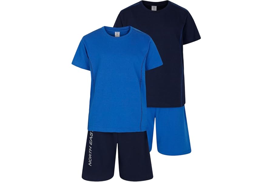 Boys 2 Pack Short Pyjamas Nightwear PJ Sets Twin Pack 9 10 11 12 13 14 15 16 Years