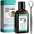 ClickAE Pulling Oil with Coconut & Peppermint -Mouthwash for Oral Care-Teeth Whitening and Fresh Breath, Organic Essential Oils Mouthwash With Tongue Scraper Alcohol-Free, Treatment for Gums (120 ml)