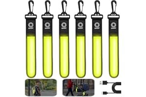 GAOUTO Lot de 6 cartables à LED clignotantes - 3 modes - Rechargeable par USB - Pendentif réfléchissant - Lumière de sécurité clignotante - Pour cartable, sac à dos, jogging