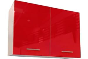 BERLIOZ CREATIONS Berlioz créations Alto Mobile da Cucina 2 Porte, Pannelli di Particelle, Rosso, 80 x 33,3 x 55,4 cm