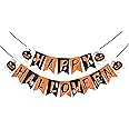 Wobbox Halloween Halloween Bunting Banner Black and Orange Happy Halloween, Party Decoration Set of One, Pre-Strung