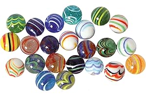 BARTL Lot de 24 billes de verre à rayures 20 mm