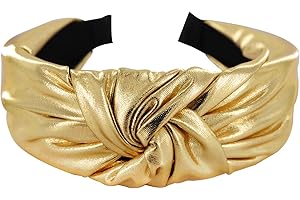 ‎AXY axy Breiter Haarreif mit Knoten Metallicfarbe - Damen Haarreifen in Metallic-Optik Stirnband Haarschmuck HR35G (Gold)