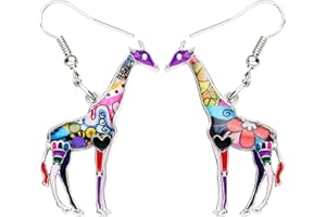 NEWEI Enamel Alloy Cute African Giraffe Earrings Dangle Drop Giraffe Jewelry for Women Girls Gift Charms