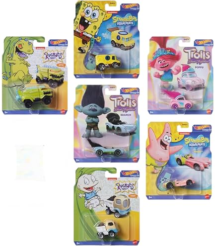Hot Wheels Warner Bros DC Scooby & Looney Tunes Character Cars - Complete Set Of 6 Diecast