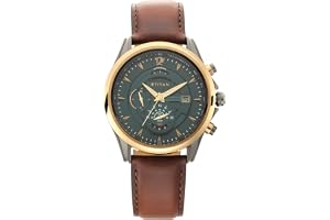 Titan Maritime Pro Quartz Chronograph Lateen Sail Green Dial Brown Leather Strap Watch for Men - NT1830KL02