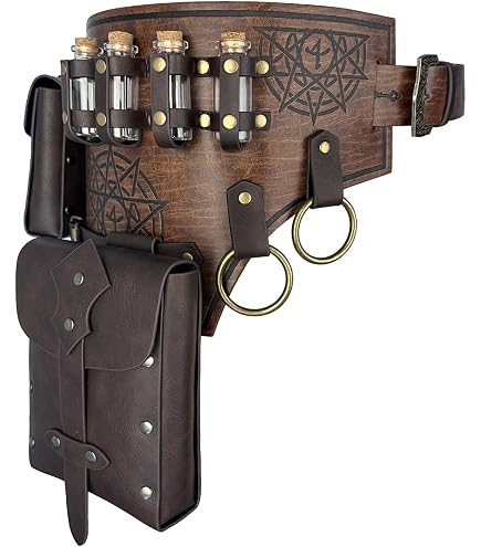 Mittelalterliche Gürteltasche Aus Kunstleder – Wikinger Style, Kordelzug, 17,8x12,9 Cm