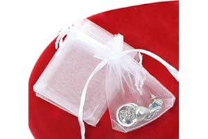RAPECOTT 100 Piezas 9x12cm Bolsas de Organza de Regalo, Color Bolsas para Joyas Bolsas de Regalo Bolsitas, Bolsas de Tul con Cordón de Organza, para Regalos Joyas Caramelo para Boda Favores Recuerdo(blanco)
