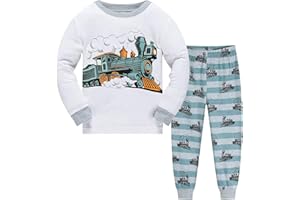 Little Hand Schlafanzug Jungen Langarm Zweiteiliger Baumwolle Kinder Nachtwäsche Dinosaurier Bagger Feuerwehrauto Zug 92 98 104 110 116 122