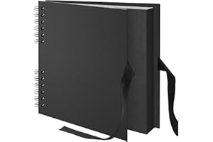 Remowith 20,5 x 20,5 cm 40 Pagine Album Fotografico Scrapbook Fai Da Te Copertina Rigida Kraft Pagine Bianche Libro Dei Ricordi Per Matrimonio Anniversario Famiglia Bambino Nero