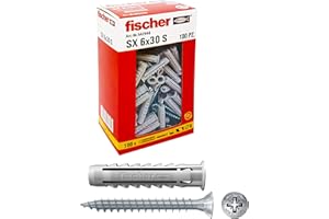 Fischer 542446 - Lote de 100 anclajes para pared completa y ladrillo perforado (6 x 30 mm)