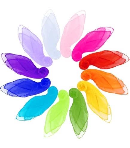 18 Foulards Jonglage 60x60cm Tissu Multicolore Léger Soie