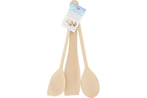 Tala Set of 3 Wooden Cooking Utensils - Wooden Spatulas for Cooking, Spoon & Scraper Spoon - Heat Resistant, Easy to Use, Easy to Clean - Bakeware Accessories - Set of 3