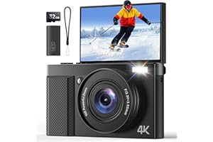 DODOSOUL Macchina Fotografica Digitale 4K 64MP Fotocamera: Zoom Digitale 16x Schermo da 3" Pieghevole a 180° Scheda Fotocamera Macchine - Adatta per le Riprese di Vlog Webcam Nera - Adatta a Bambini Adolescen