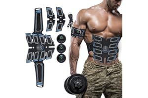 HURRISE Stimulation Musculaire Électrique - Stimulateur De Muscle Smart EMS Avec 15 Niveaux De Force, Appareil D'Entraînement EMS Pour Hommes Femmes Pour Abdominaux Bras Jambes(6 Modes)(Bleu)