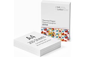 POKELABEL Papier pour Imprimante Thermique 8.27"×11.69", Papier Thermique A4 pour Portable M08F, M832, M834, MT800, Compatible avec Toutes les A4 Imprimante Thermique A4, 210mm × 297mm, 200 Feuilles