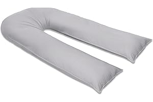 sleepdove 9Ft Large U Pillow Body/Bolster Support Maternity Pregnancy Support Pillow with Free Removable Cotton Blend Breathable Zip Cover - Made in UK (Silver)
