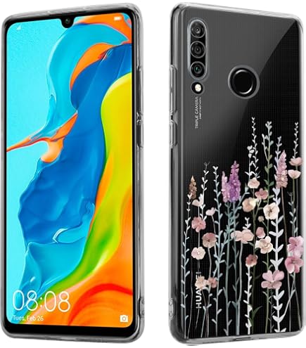 Eherui Cover per Huawei P30 Lite Glitter, Brillantini Custodia Morbido TPU Protezione Trasparente Antiurto Silicone per Huawei P30 Lite Case, Trasparente