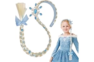 NUOGUAYI Cerchietti per Principessa, Treccia Ragazze Bambino, Parrucche lunghe intrecciate da principessa, treccia con capelli lunghi, per cosplay, ragazze, principessa, accessorio per vestire (B)