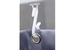 DUSCHY White Replacement Shower Curtain Pack Of 24 Hooks And 24 Gliders, Ideal For Tracks And Rails