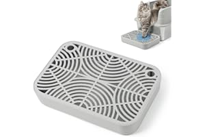 Kalolary Rampe de litière pour chat avec couche filtrante - Marches antidérapantes pour litière - Idéal pour les chats de petite et moyenne taille (Gris Clair E-type Plat)