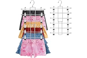 Bosmsaslad 2 Pcs Perchas Pantalones Ahorra Espacio, Perchas Pinzas Metálicas Pantalones con Ganchos Giratorios 360, Clips Ajustables Antideslizantes Faldas para Colgar, Ropa, Cortos, Ropa Interior