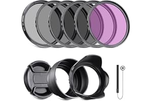 NEEWER 77mm Pack de Filtres ND et Accessoires d'objectif, Kit de Filtres ND2 ND4 ND8 UV FLD CPL (Polarisant Circulaire) avec Capuchon d'objectif
