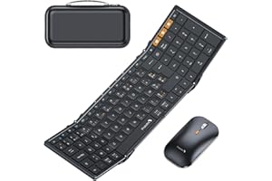 ProtoArc Clavier Souris sans Fil Pliable, XKM01 Clavier Bluetooth AZERTY pour Affaires et Voyages, 2.4G + Dual Bluetooth Pleine-Taille Clavier iPad Portable pour Telephone Tablette