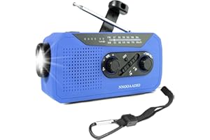 NNOOAADIO Solar Hand Crank Portable AM/FM Weather Radio, 4-Way Powered Emergency Radio with Bright Flashlight, 2000mAh Battery Power Bank, SOS Alarm and Headphone Jack for Outdoor Camping, Hiking