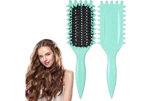 Zetusm Curl Defining Brush, Green - Hair Brush for Combing and Shaping Men's and Women's Curls to Reduce Pulling, Nylon Bristles, Oblong, Flexible, Curl Enhancing, Unisex, 1 Count