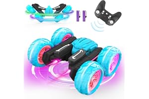 GINDOLY Ferngesteuertes Auto,360° Flip RC Auto Aufladbarer,2.4GHz RC Stunt Auto für Kinder,4WD Ferngesteuert Off-Road mit LED-Leuchten,Spielzeugauto für Jungen Mädchen, Für 8 9 10 11 12 Jahre