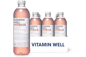 KANDY COLLECTION Vitamin Well Rhubarb & Strawberry Flavouredwater– Packed with Vitamin C, D, Zinc, Biotin, Low Calorie – 12 x 500ml (HYDRATE)