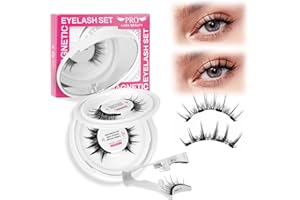 ‎PRO LASHBEAUTY Magnetische Wimpern Magnet Lashes Natürlicher Wiederverwendbare Kein Kleber No Glue or Eyeliner Easy to Wear 4 Magnetpunkte sind stärker Augenform geeignet(2Paare,Merry+Pure)