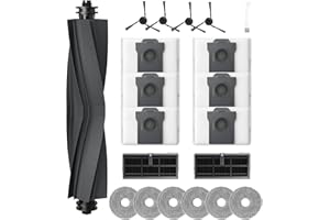 QWYTLROX Lot de 20 Accessoires pour Dreame X40 Ultra /X40 Ultra Complete / L40 Ultra / X40 Master, 6 Sacs à Poussière, 1 Brosse Principale, 6 Serpillière, 2 Filtres, 4 Brosse Latérale