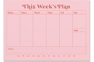 A4 Weekly Planner Pad - Pink & Red Design, 52 Tear-away Pages - Undated Weekly Planner, Section for Important Notes - 100% Recycled and Recyclable Paper - UK Made - Good Tuesday