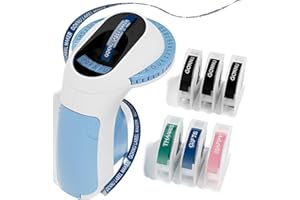 Goknu Beschriftungsgerät Selbstklebend,3D Prägegerät E975,Tragbarer Etikettiergerät,Omega Etikettenprägegerät mit 6 Prägeband 9mm,Etikettendrucker für Home Schule Küche und DIY(£ € Ä Ö Ü)-Grün