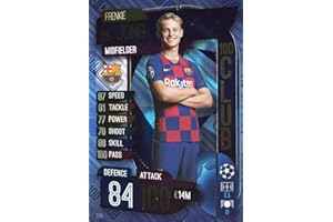 MATCH ATTAX 19/20 FRENKIE DE JONG 100 CLUB TRADING CARD - FC BARCELONA