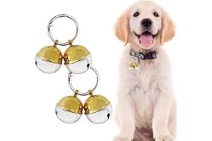 WHIMSII Extra Loud Cat & Dog Bell for Collar, Pet Tracker & Falconry, Durable Brass Collar Charms with Easy Clip Clasps (Gold&Silver, 2 Pack)