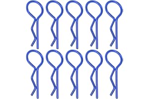 DRFEIFY Clips de Metal para Carcasa de Coche RC, 10 Piezas Clips de Cuerpo RC en Forma de R Pinzas de sujeción de Carcasa RC para 1/5 1/6 1/8 1/10 RC Car(Azul)