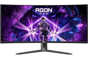 AOC Agon PRO AG346UCD Monitor gaming curvo OLED WQHD da 34 pollici, 175 Hz, 0.03 ms, FreeSync Premium Pro, comp. G-Sync, HDR400 3440x1440, 2X HDMI, DisplayPort, Hub USB nero