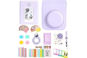 AISNYHO 12-in-1-Zubehör-Set für Fujifilm Instax Mini 12 Sofortbildkamera mit Kameratasche + Fotoalbum & Rahmen + DIY-Aufkleber + Selfie-Objektiv + Wandrahmen + Farbfilter, fliederfarben / violett, Kompakt