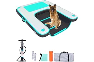 HEYLIFE Inflatable Dog Ramp Floating Dock Water Raft Ladder for Pool Up to 220 lbs Bgreen 4.9ft x 3ft x 4in